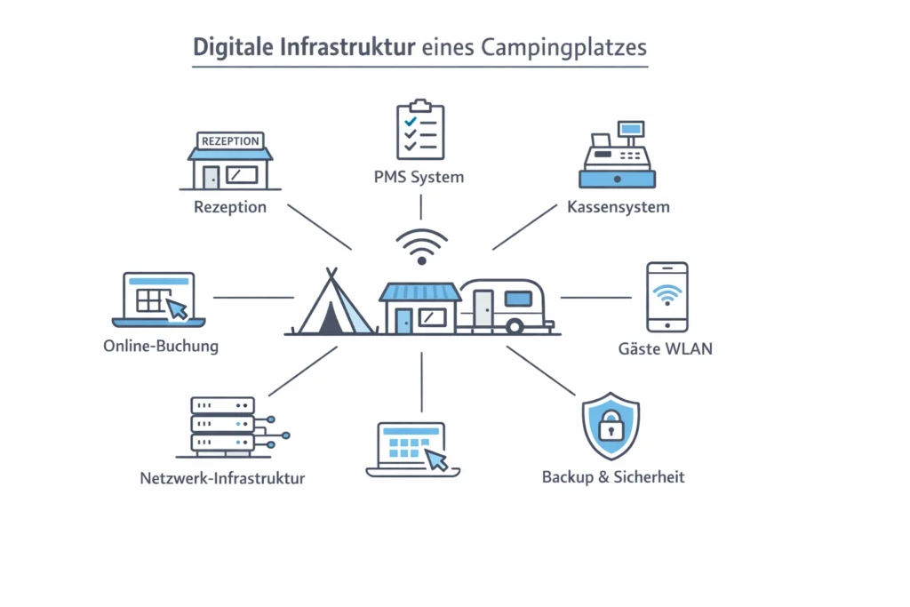 Infografik Digitale Infrastruktur eines Campingplatzes